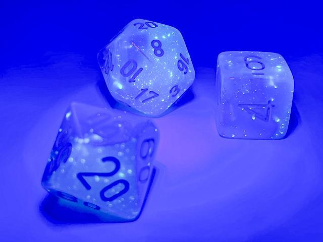 Chessex 26465 Gemini Pearl Turquoise-White/Blue Luminary RPG Polyhedral Dice Set [7ct]