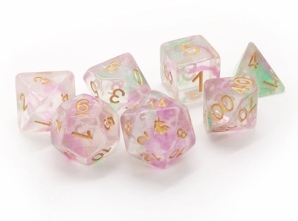 FanRoll MET 719 Unicorn: Celestial Blossom RPG Polyhedral Dice Set [7ct]