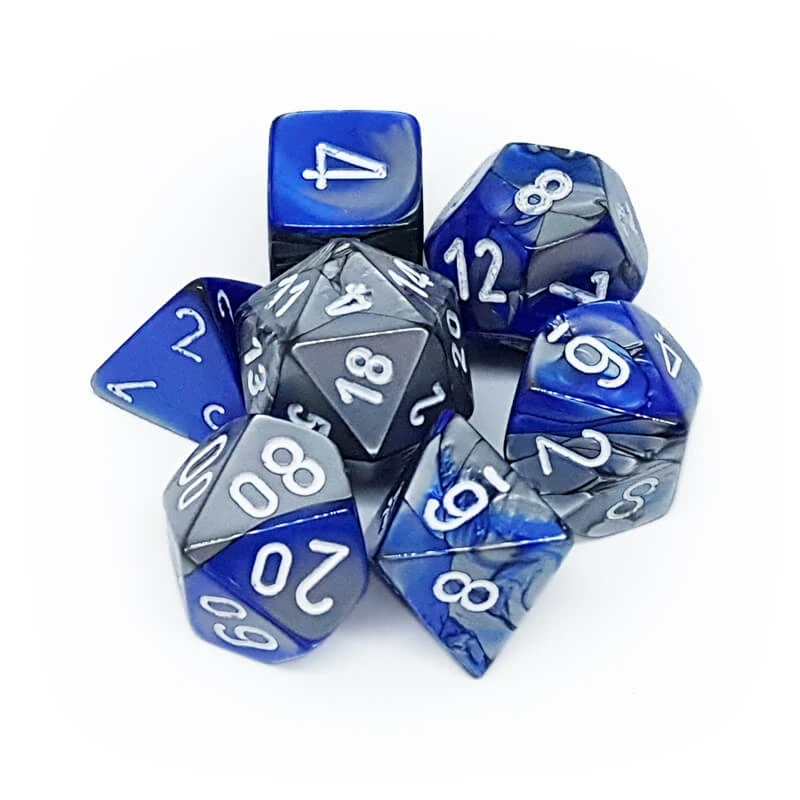 Chessex 26423 Gemini Blue-Steel/White RPG Polyhedral Dice Set [7ct]