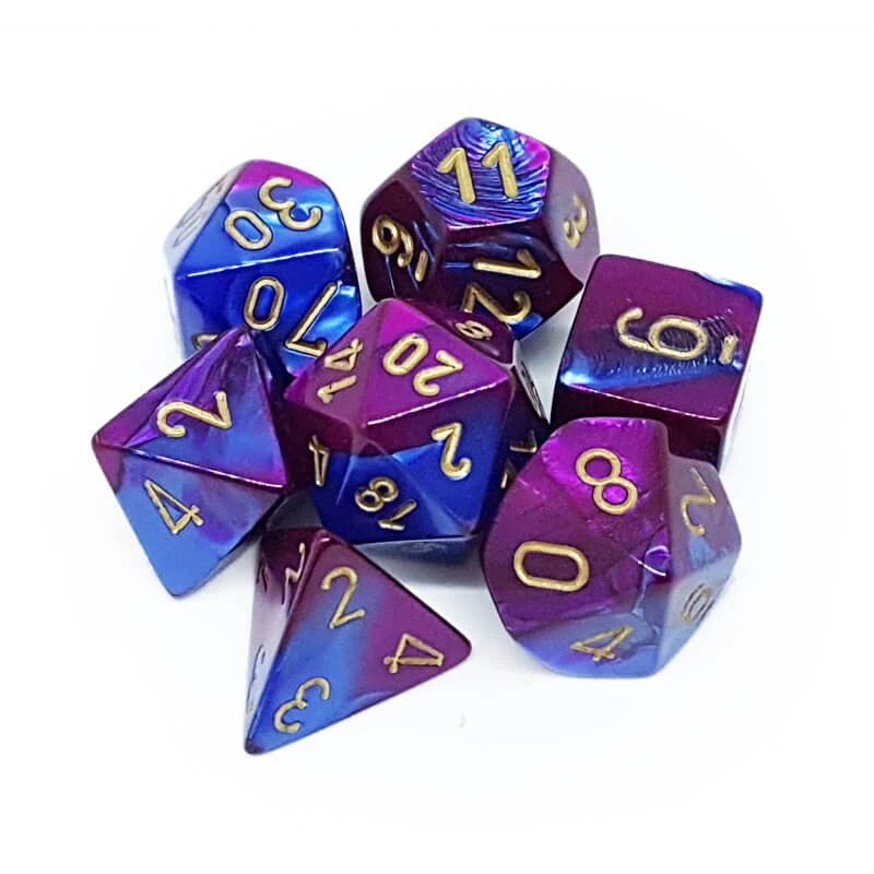 Chessex 26428 Gemini Blue-Purple/Gold RPG Polyhedral Dice Set [7ct]