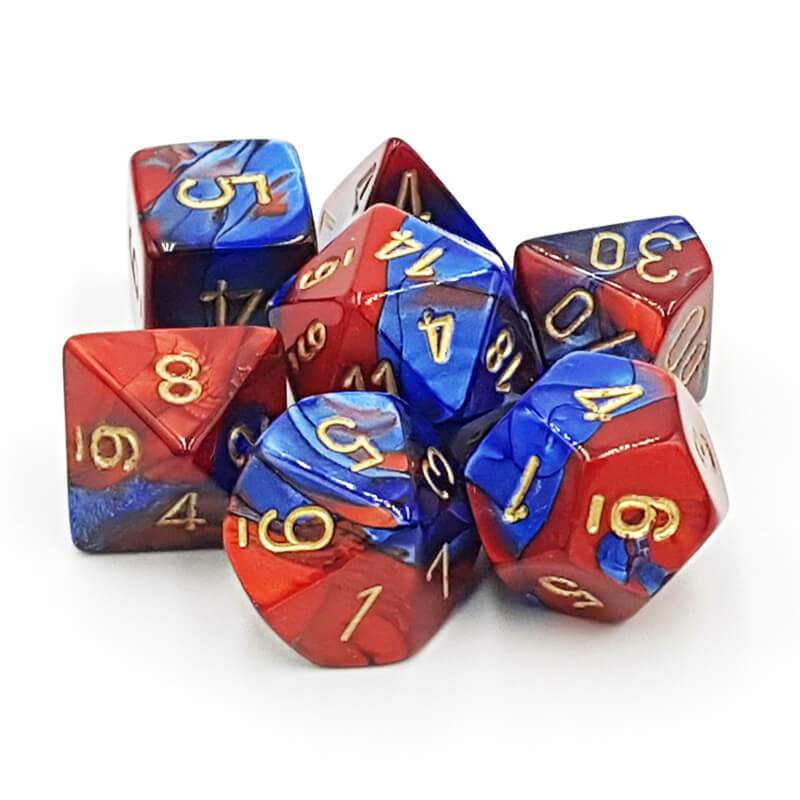 Chessex 26429 Gemini Blue-Red/Gold RPG Polyhedral Dice Set [7ct]
