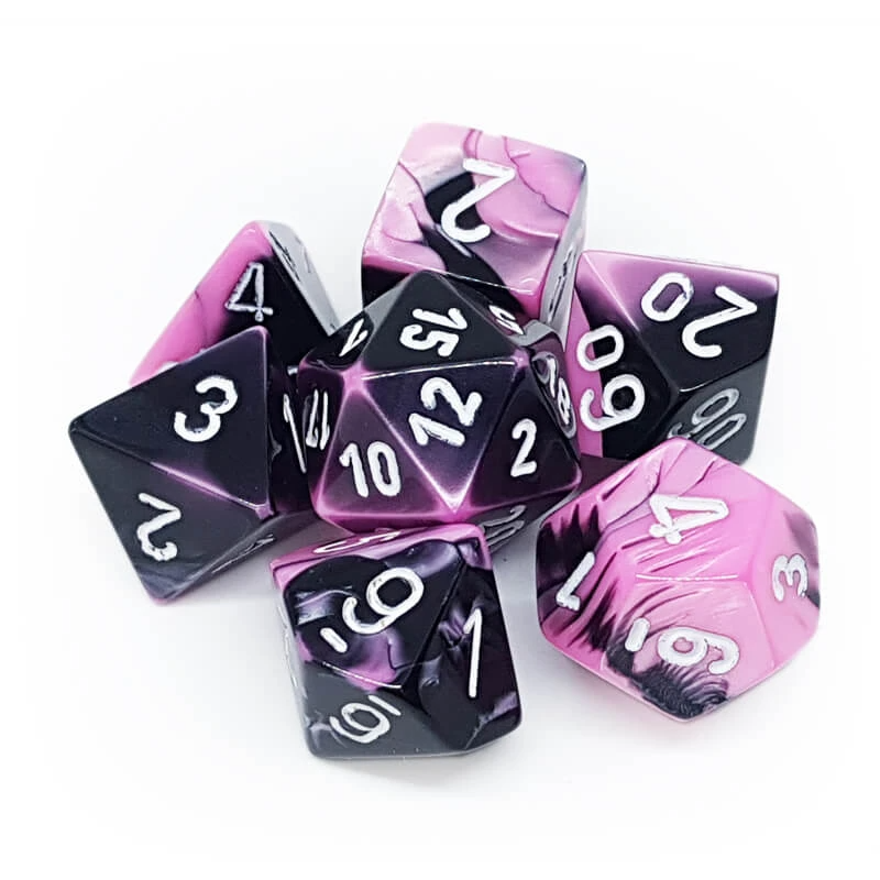 Chessex 26430 Gemini Black-Pink/White RPG Polyhedral Dice Set [7ct]