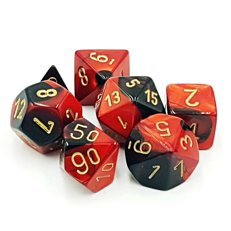Chessex 26433 Gemini Black-Red/Gold RPG Polyhedral Dice Set [7ct]