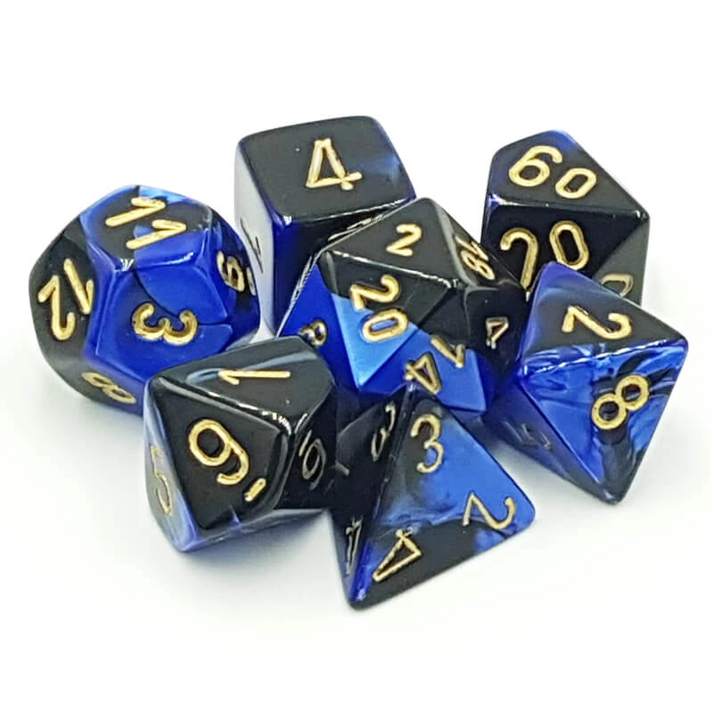Chessex 26435 Gemini Black-Blue/Gold RPG Polyhedral Dice Set [7ct]