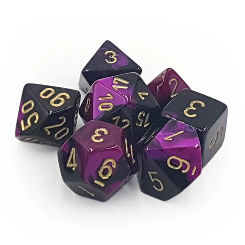 Chessex 26440 Gemini Black-Purple/Gold RPG Polyhedral Dice Set [7ct]