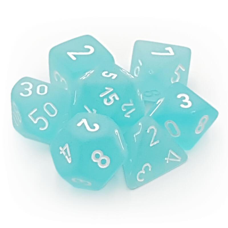 Chessex 27405 Frosted Teal/White RPG Polyhedral Dice Set [7ct]