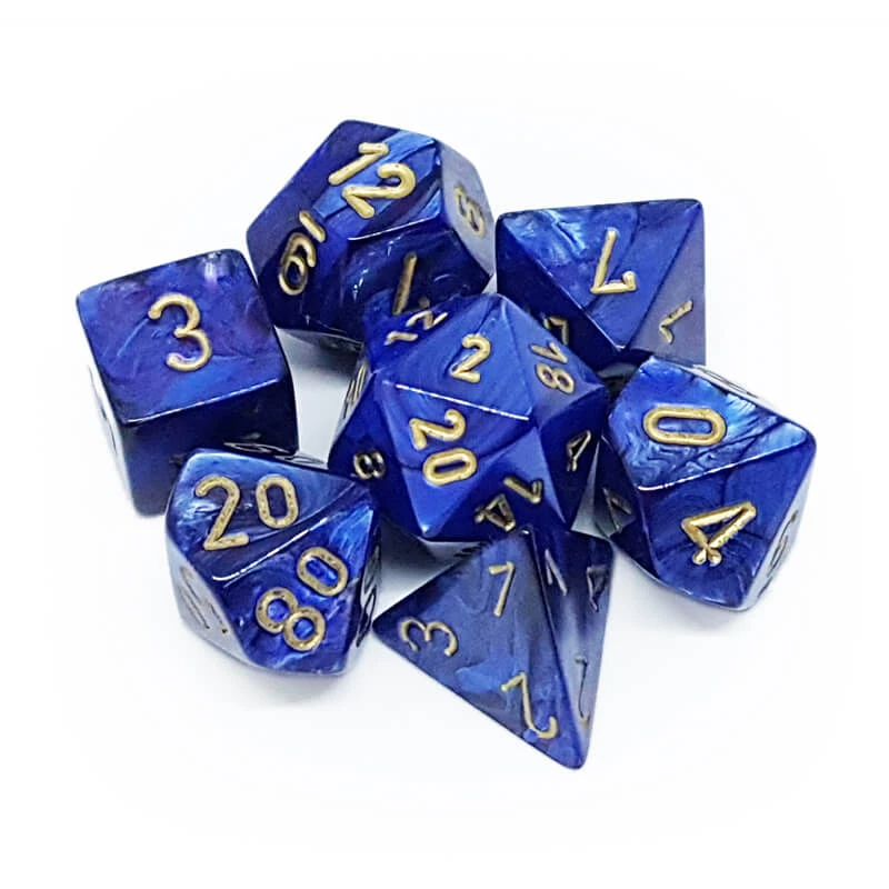 Chessex 27427 Scarab Royal Blue/Gold RPG Polyhedral Dice Set [7ct]