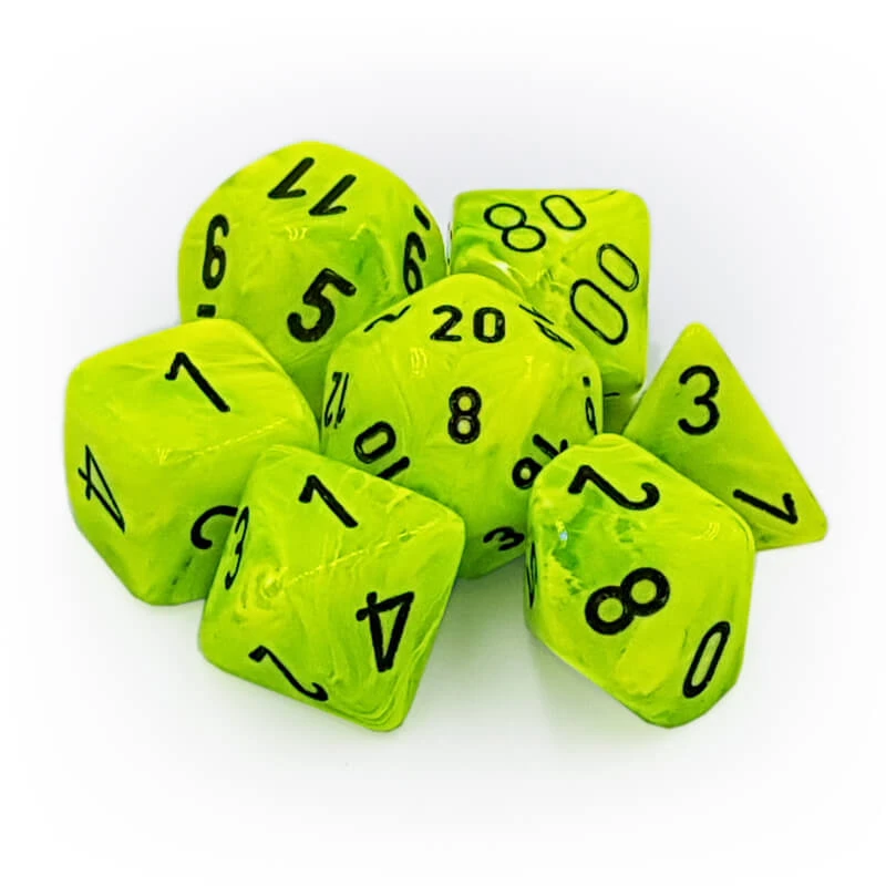 Chessex 27430 Vortex Bright Green/Black RPG Polyhedral Dice Set [7ct]