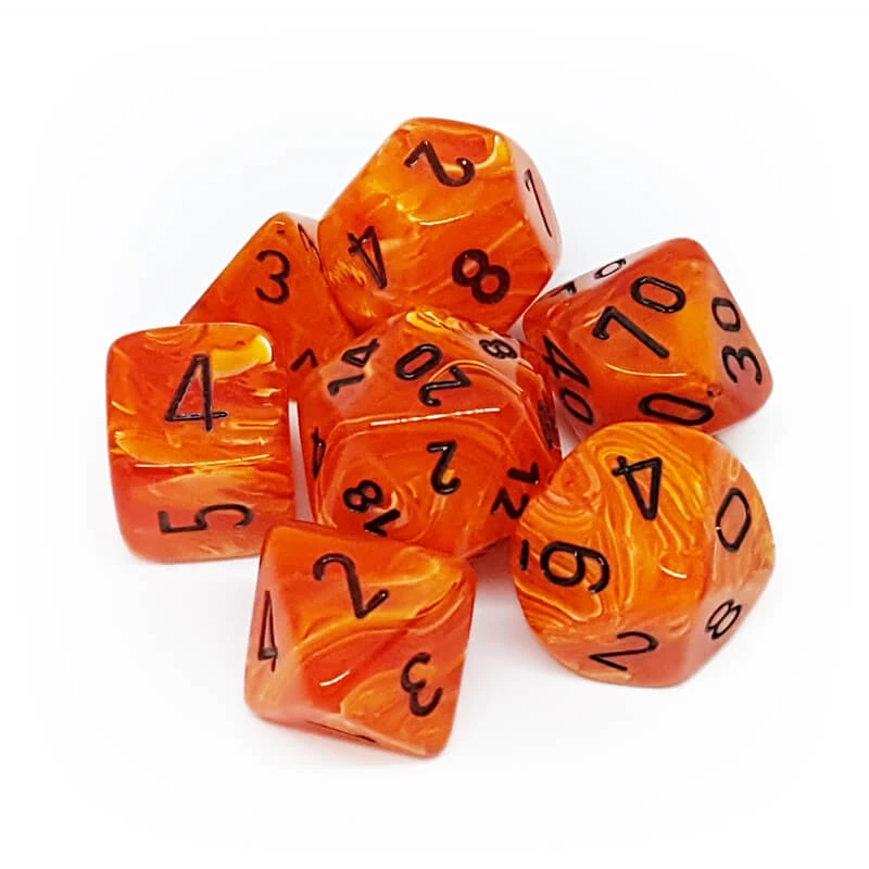 Chessex 27433 Vortex Orange/Black RPG Polyhedral Dice Set [7ct]