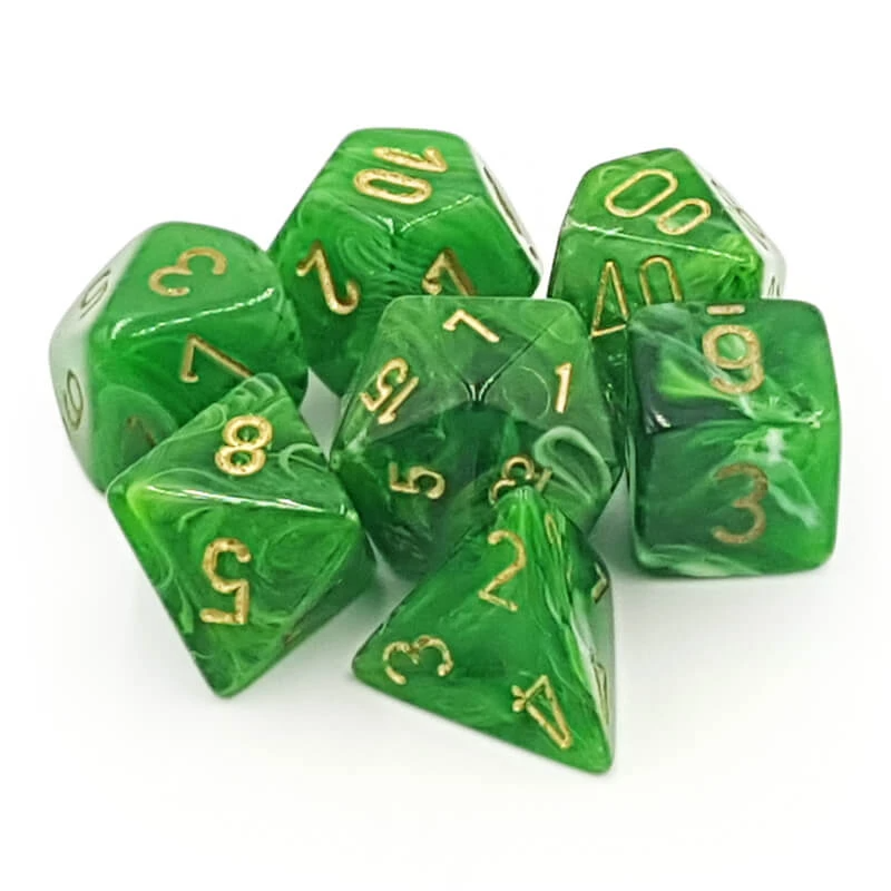 Chessex 27435 Vortex Green/Gold RPG Polyhedral Dice Set [7ct]