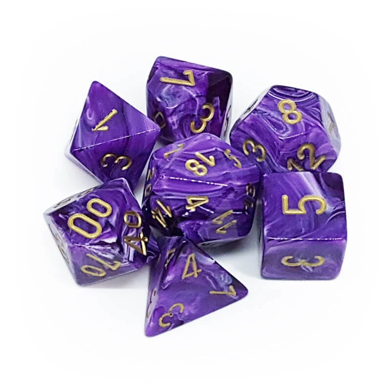 Chessex 27437 Vortex Purple/Gold RPG Polyhedral Dice Set [7ct]