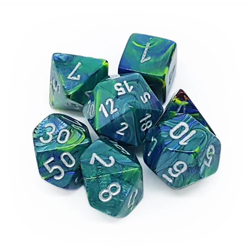 Chessex 27445 Festive Green/Silver RPG Polyhedral Dice Set [7ct]