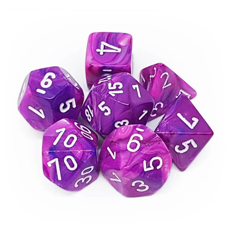Chessex 27457 Festive Violet/White RPG Polyhedral Dice Set [7ct]