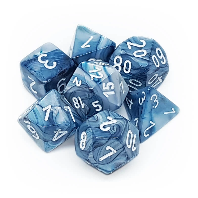 Chessex 27490 Lustrous Slate/White RPG Polyhedral Dice Set [7ct]