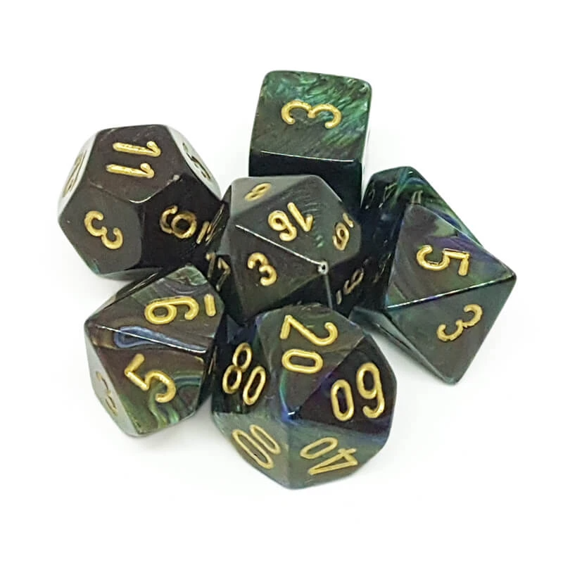 Chessex 27499 Lustrous Shadow/Gold RPG Polyhedral Dice Set [7ct]