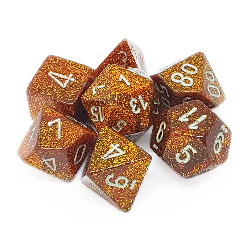 Chessex 27503 Glitter Gold/Silver RPG Polyhedral Dice Set [7ct]