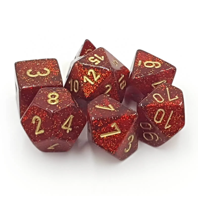 Chessex 27504 Glitter Ruby Red/Gold RPG Polyhedral Dice Set [7ct]