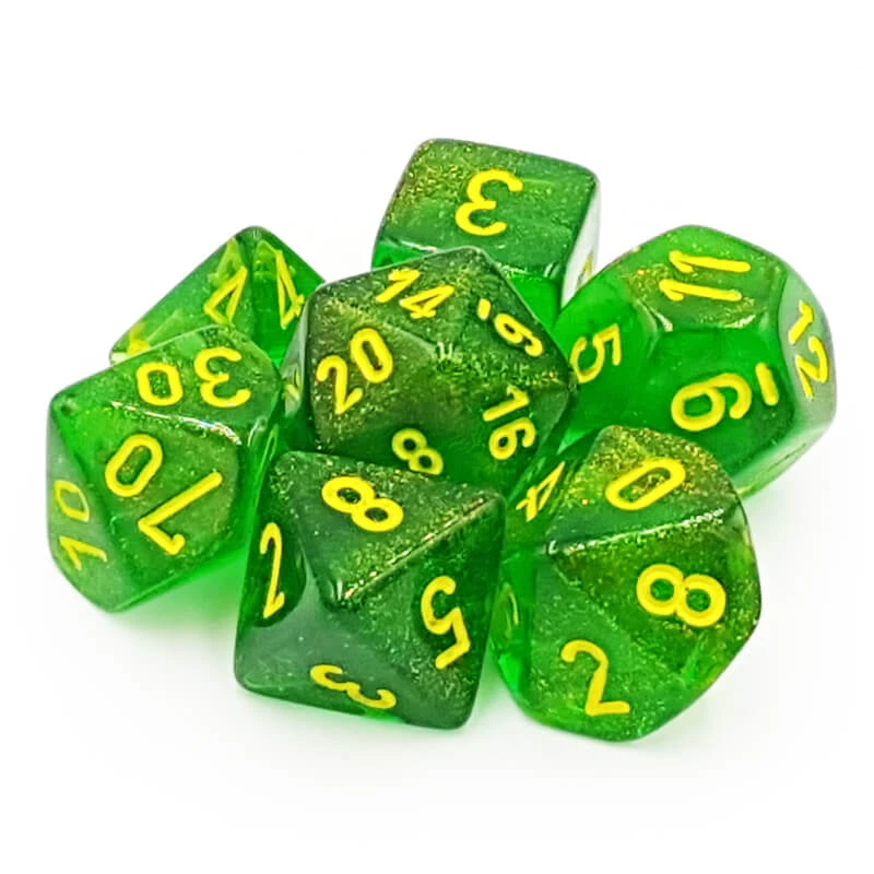 Chessex 27565 Borealis Maple Green/Yellow RPG Polyhedral Dice Set [7ct]
