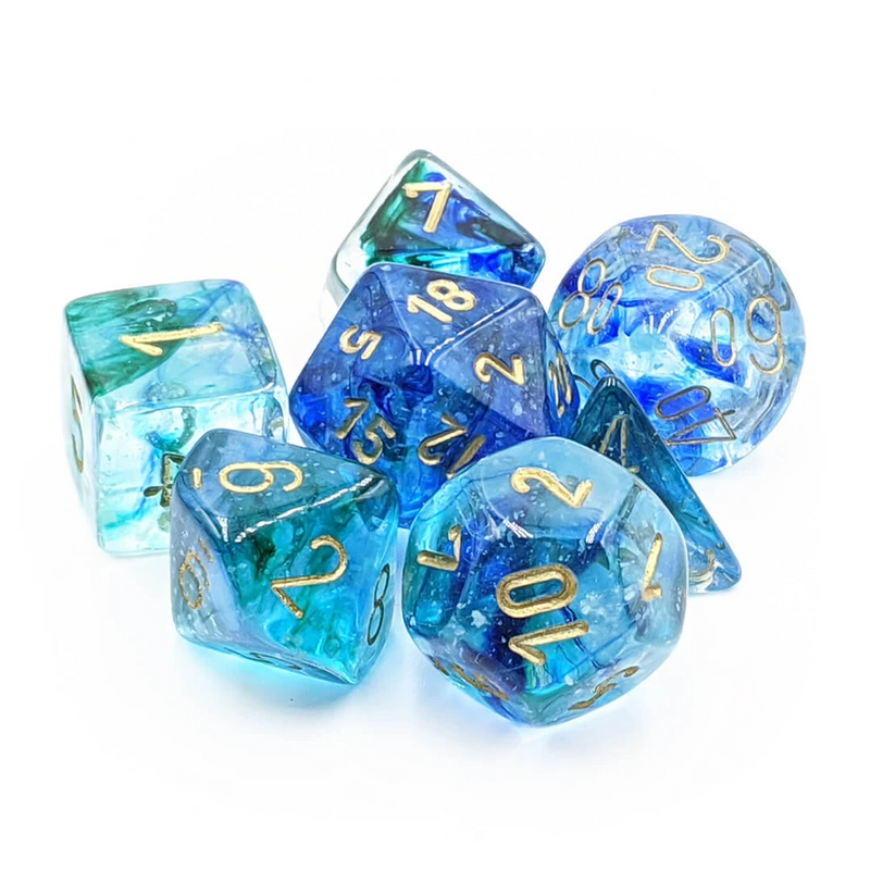 Chessex 27556 Nebula Oceanic/Gold Luminary RPG Polyhedral Dice Set [7ct]