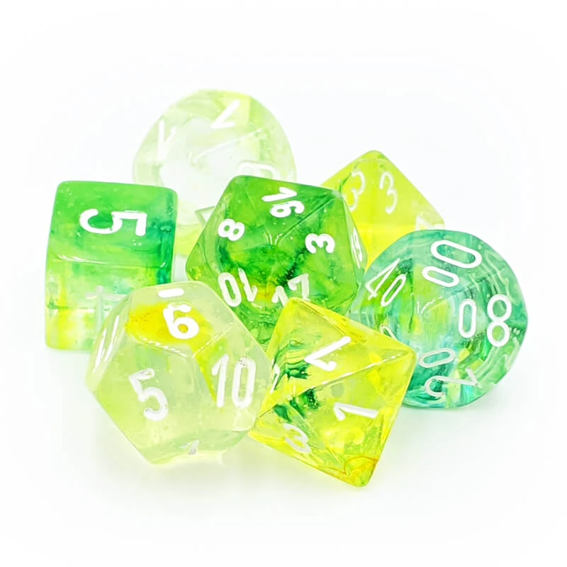 Chessex 27555 Nebula Spring/White Luminary RPG Polyhedral Dice Set [7ct]