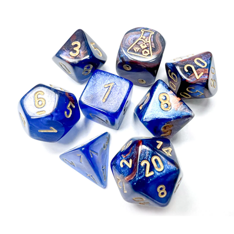 Chessex 30055 Lustrous Azurite/gold RPG Polyhedral Dice Set [7ct]