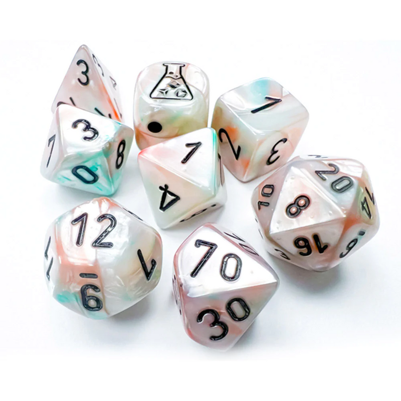 Chessex 30056 Lustrous Sea Shell/black Luminary RPG Polyhedral Dice Set [7ct]