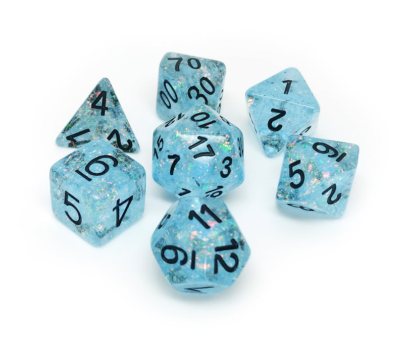 FanRoll MET 682 Flash Dice: Blue RPG Polyhedral Dice Set [7ct]