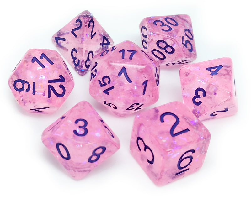 FanRoll MET 684 Flash Dice: Pink RPG Polyhedral Dice Set [7ct]