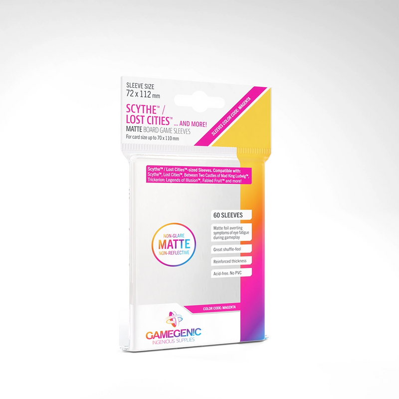 Gamegenic Matte Board Game Sleeves - MAGENTA: Scythe™ / Lost Cities™ (72mm x 112mm) [60ct]