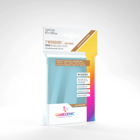 Gamegenic Prime Board Game Sleeves - BROWN: 7 Wonders (67mm x 103mm) [80ct]