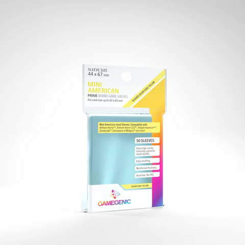 Gamegenic Prime Board Game Sleeves - YELLOW: Mini American (44mm x 67mm) [50ct]