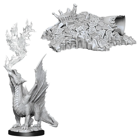 D&D Nolzur's Marvelous Miniatures: W11 Gold Dragon Wyrmling & Half Eaten Treasure Pile [Unpainted]