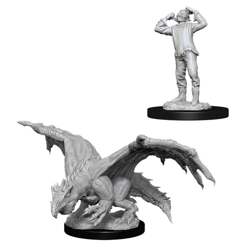 D&D Nolzur's Marvelous Miniatures: W11 Green Dragon Wyrmling & Afflicted Elf [Unpainted]