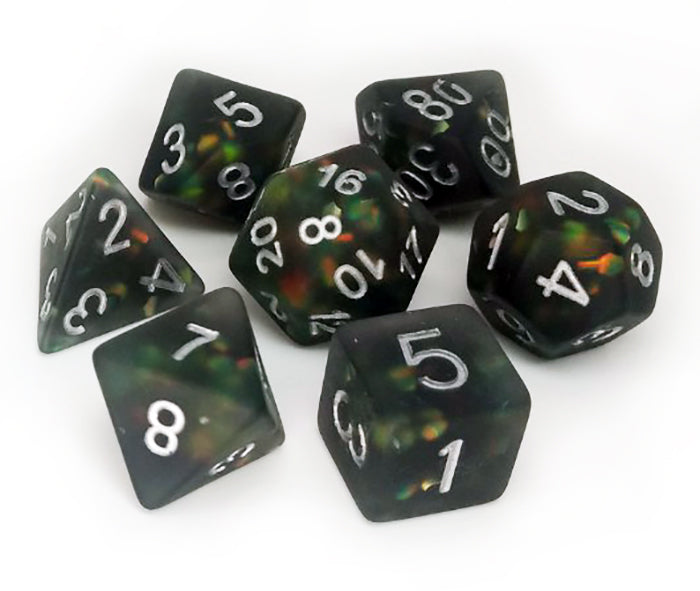 FanRoll MET 606 Icy Opal: Black RPG Polyhedral Dice Set [7ct]