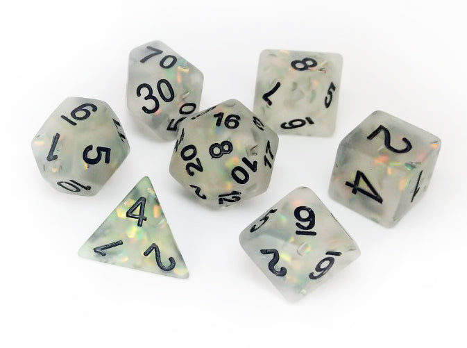 FanRoll MET 604 Icy Opal: Clear RPG Polyhedral Dice Set [7ct]