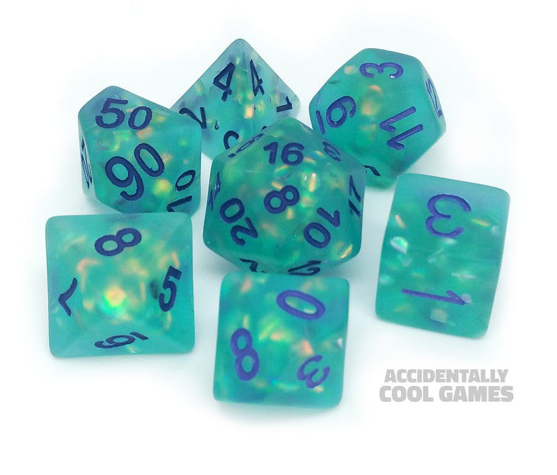 FanRoll MET 608 Icy Opal: Teal RPG Polyhedral Dice Set [7ct]