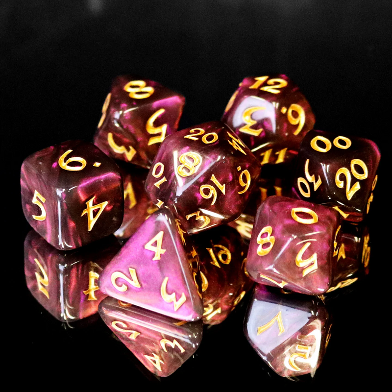 Die Hard Dice RPG Polyhedral Dice Set - Elessia Moonstone Inkswell with Gold [7ct]