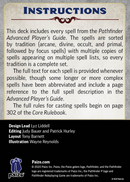 Pathfinder RPG (P2):  Advanced Player's Guide - Spell Cards [Accessory]