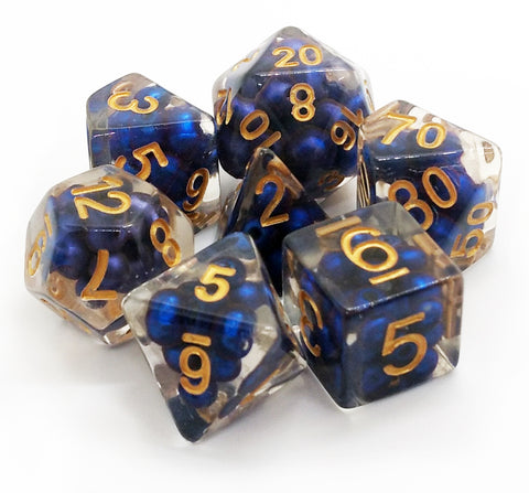 FanRoll MET 692 Pearl Royal Blue w/ Gold Numbers RPG Polyhedral Dice Set [7ct]