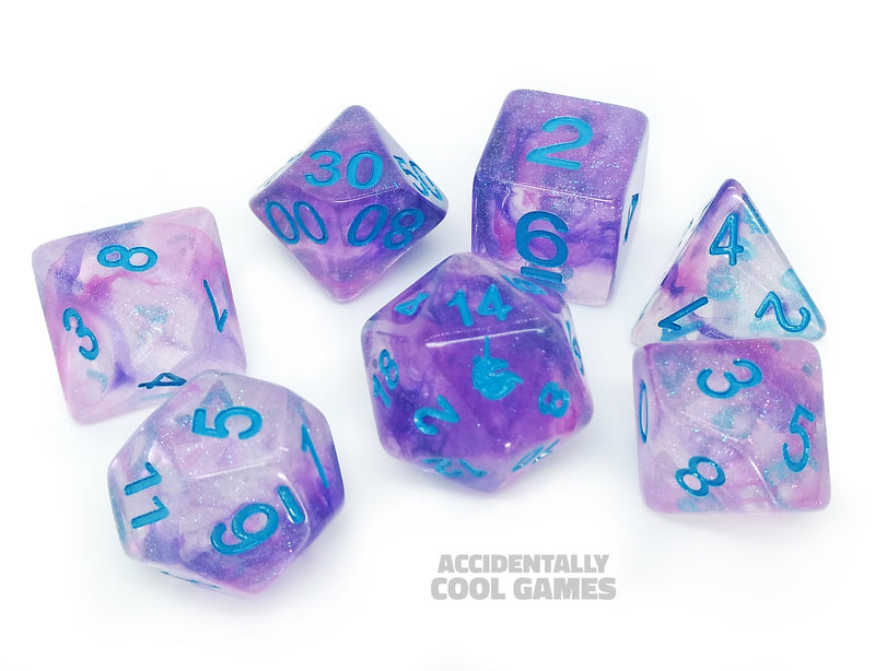 FanRoll MET 702 Unicorn: Violet Infusion RPG Polyhedral Dice Set [7ct]