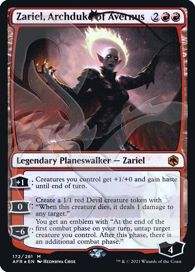 ampersand cards mtg Zariel, Archduke of Avernus (Ampersand Promo) [Dungeons & Dragons: Adv
