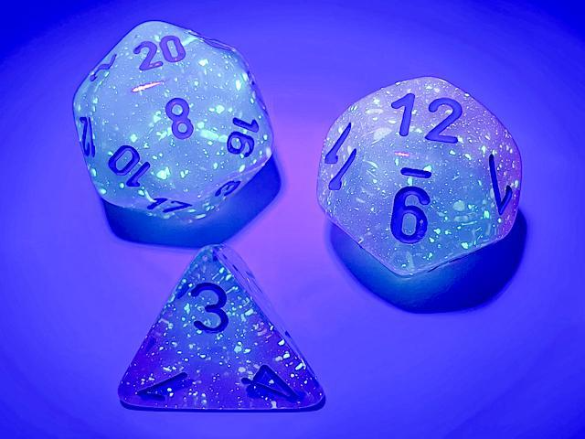 Chessex 26464 Gemini Gel Green-Pink/Blue Luminary RPG Polyhedral Dice Set [7ct]