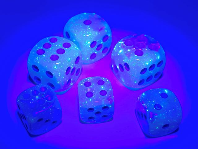 Chessex 26865 Gemini Pearl Turquoise-White/Blue Luminary 12mm d6 Dice Block [36ct]