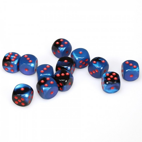 Chessex 26658 Gemini Black-Starlight/Red 16mm d6 Dice Block [12ct]