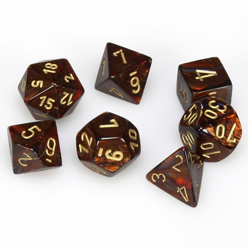 Chessex 27419 Scarab Blue-Blood/Gold RPG Polyhedral Dice Set [7ct]