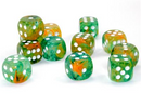Chessex 27755 Nebula Spring/White Luminary 16mm d6 Dice Block [12ct]