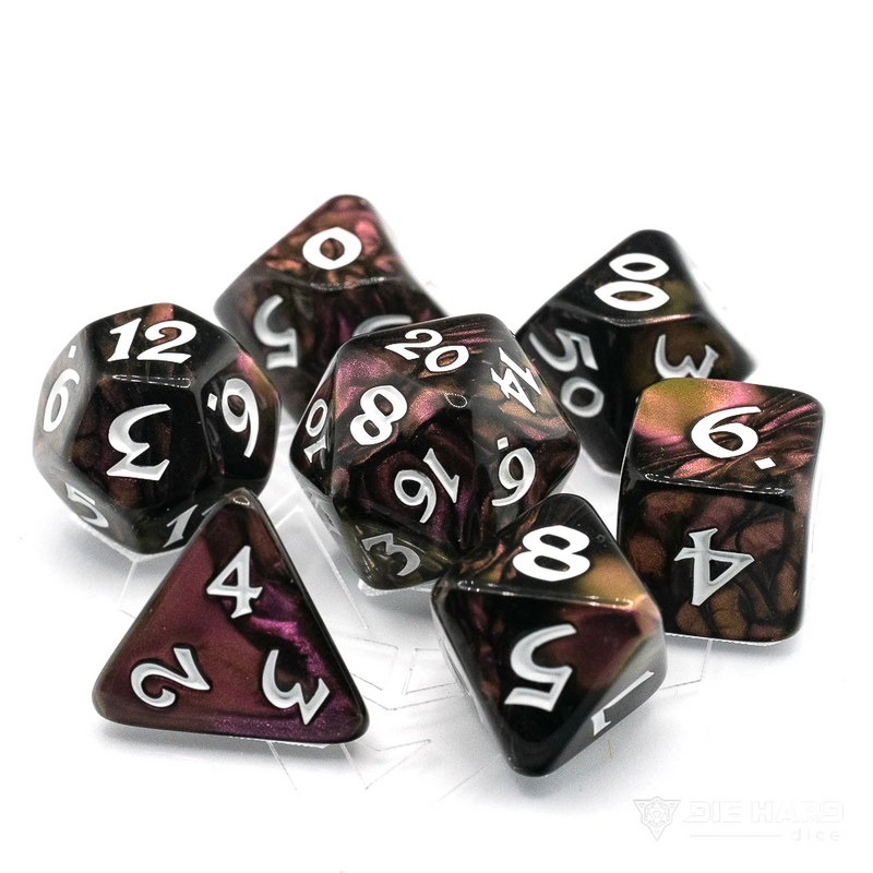 Die Hard Dice RPG Polyhedral Dice Set - Elessia Dagda with White [7ct]