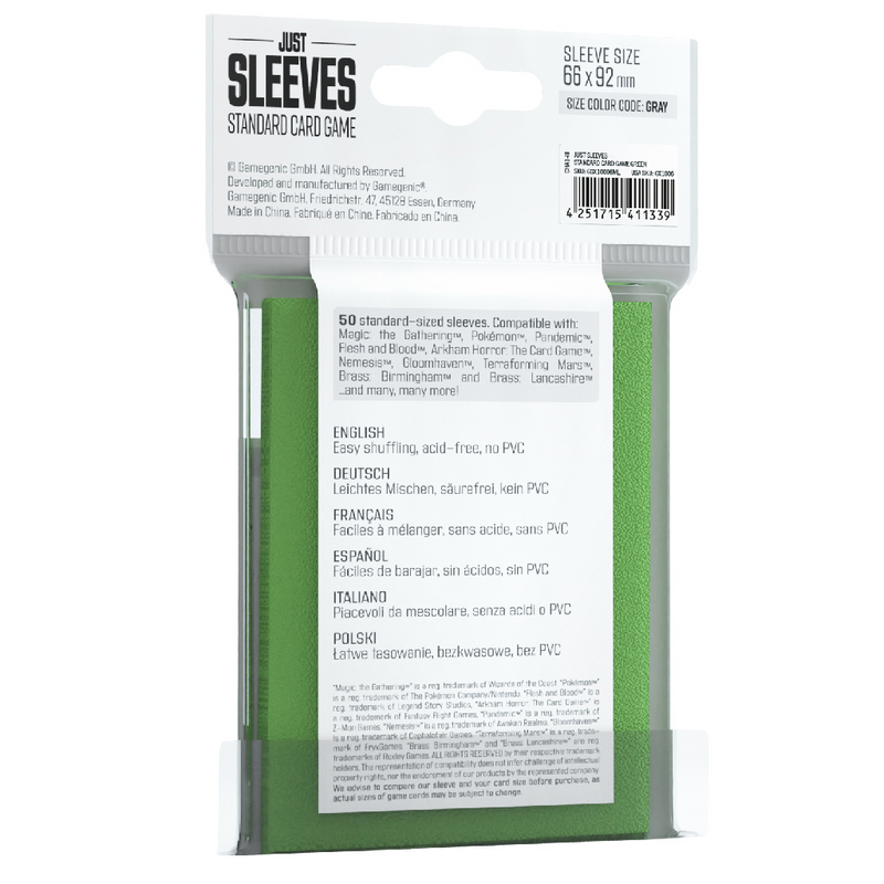 Gamegenic Just Sleeves: Standard Card Game - Green [50ct]