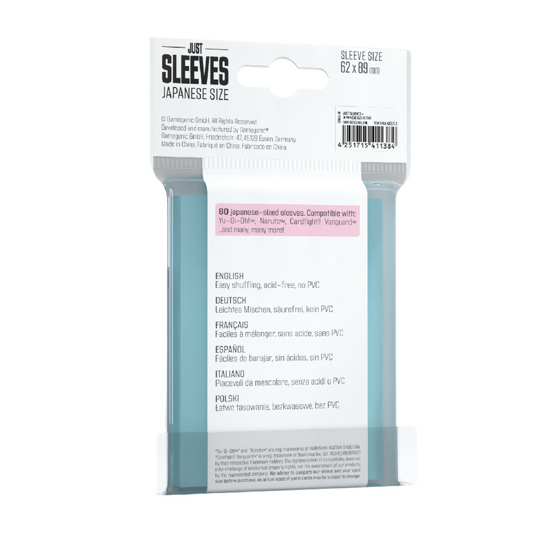 Gamegenic Just Sleeves: Japanese Size - Clear [60ct]