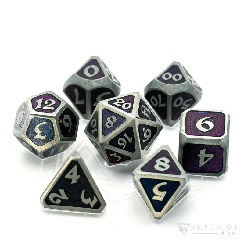 Die Hard Dice Metal RPG Polyhedral Dice Set - Hallows Eve Mythica Dreamscape Deep Horror [7ct]